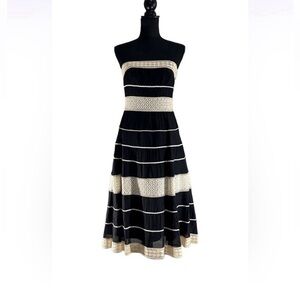 NEW Vintage Ann Taylor Collectibles Black Strapless Crochet Detailed Dre…
